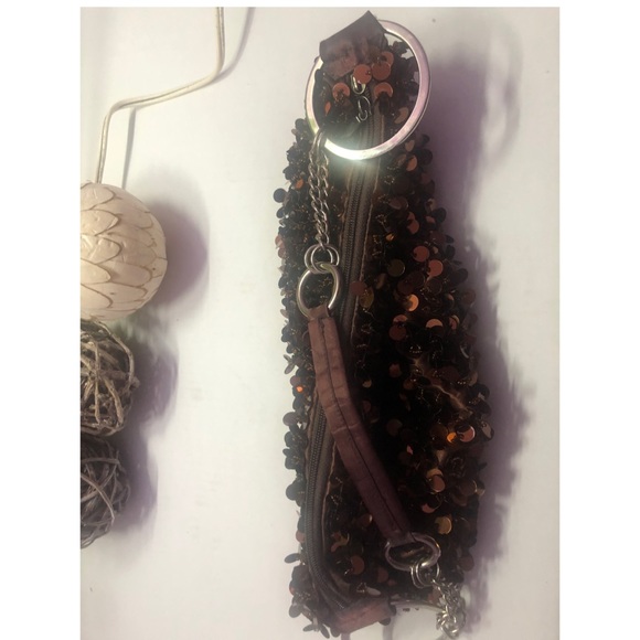Vintage sequin brown handbag - Picture 4 of 6